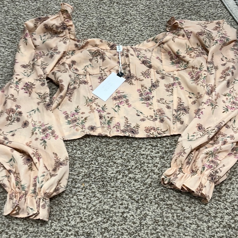 ASTR the label, unworn corset puffy sleeve shirt